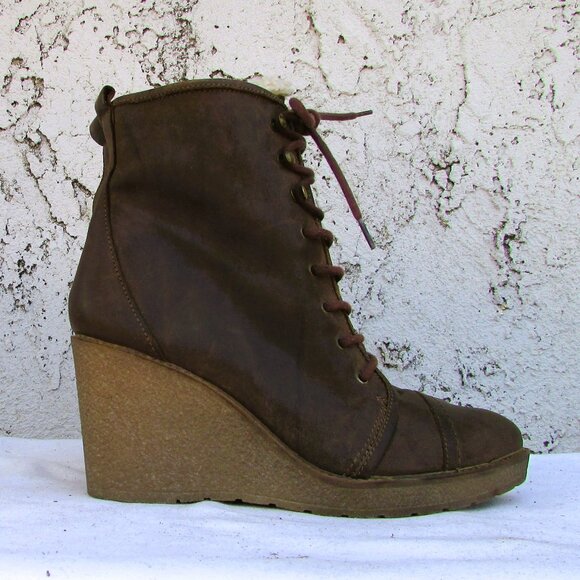 Aldo brown leather platform ankle boots 38 - Picture 4 of 7